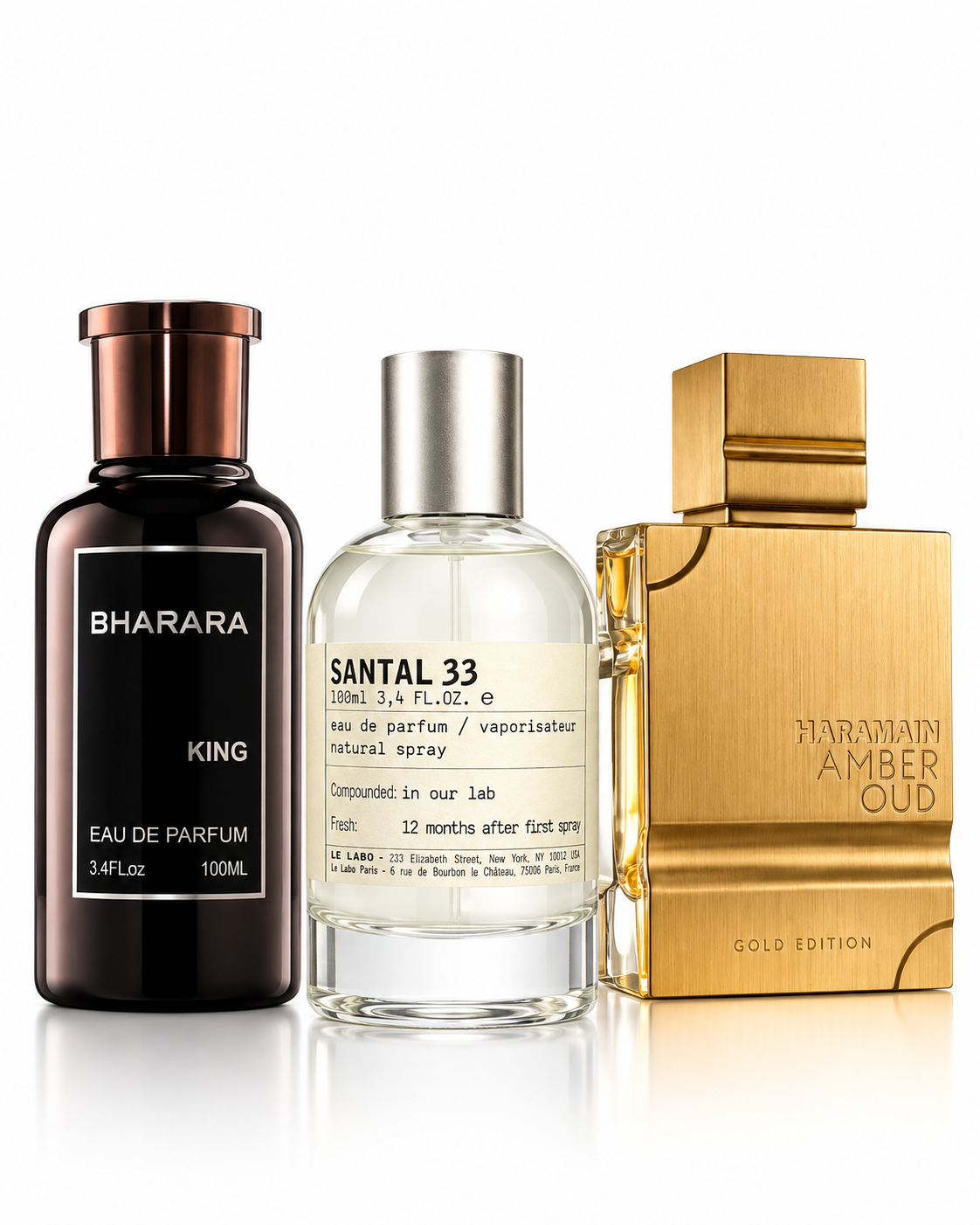 Combo Trilogía Áurea — Bharara King + SANTAL 33 + Amber Oud Gold Edition