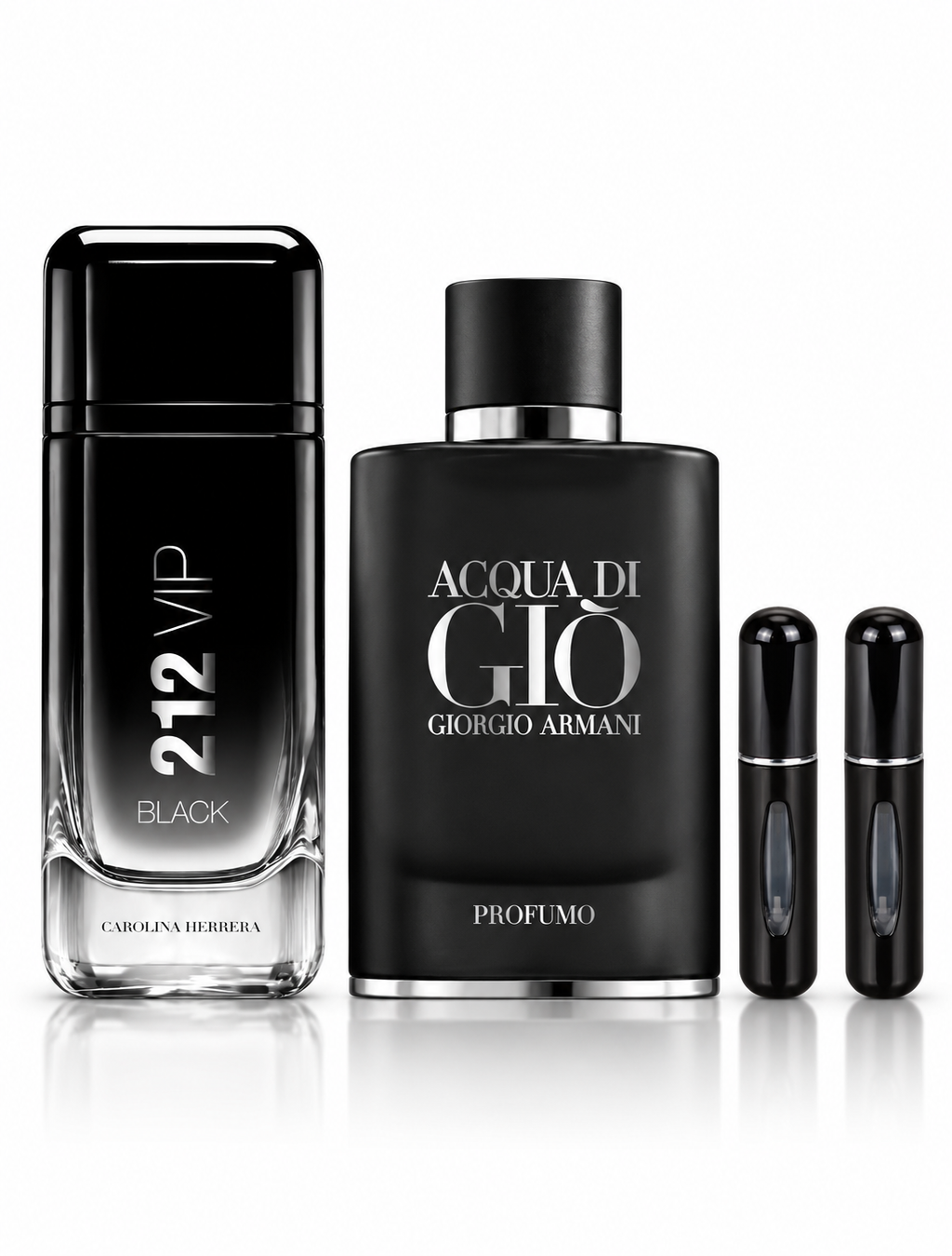 Carolina Herrera 212 VIP Black + Acqua di Giò Profumo + 2 Perfumeros