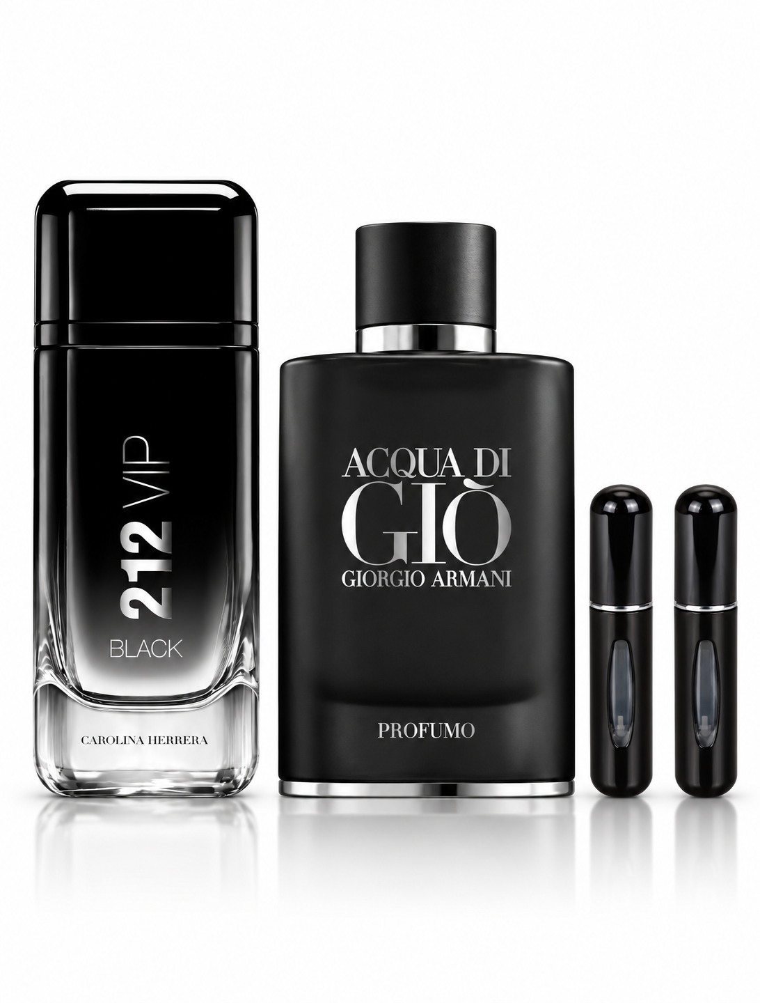 Carolina Herrera 212 VIP Black + Acqua di Giò Profumo + 2 Perfumeros