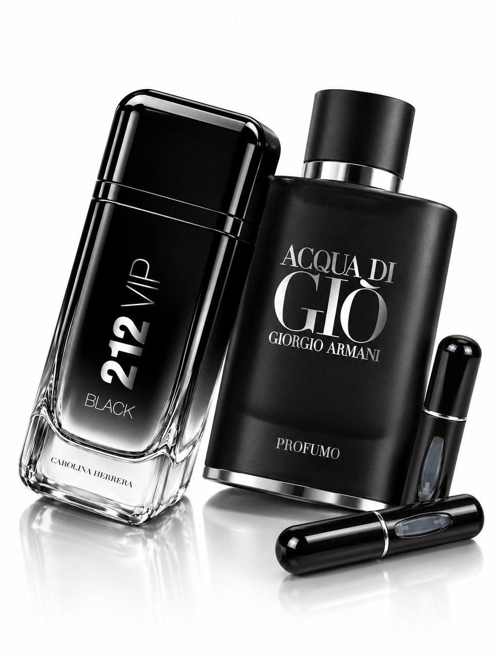 Carolina Herrera 212 VIP Black + Acqua di Giò Profumo + 2 Perfumeros