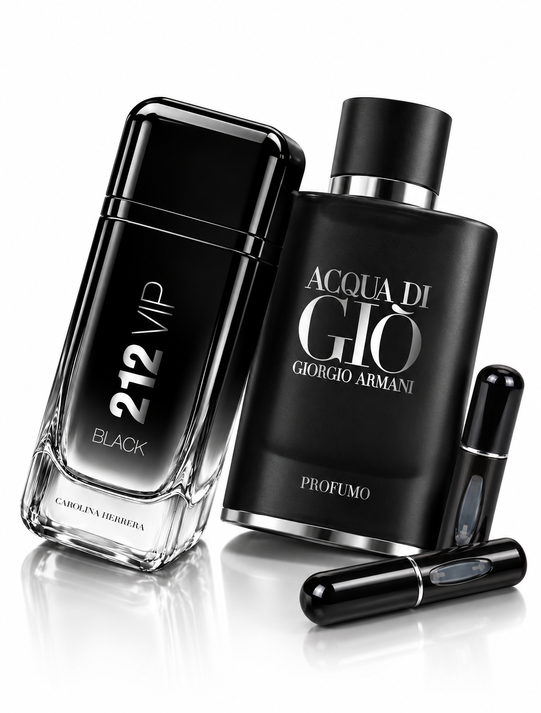 Carolina Herrera 212 VIP Black + Acqua di Giò Profumo + 2 Perfumeros